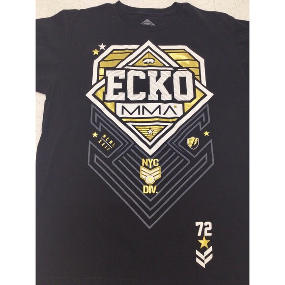 Ecko Unltd. MMA T-shirt Black Gold Men Large 00s Baggy Streetwear Y2K Military - Picture 3 of 7